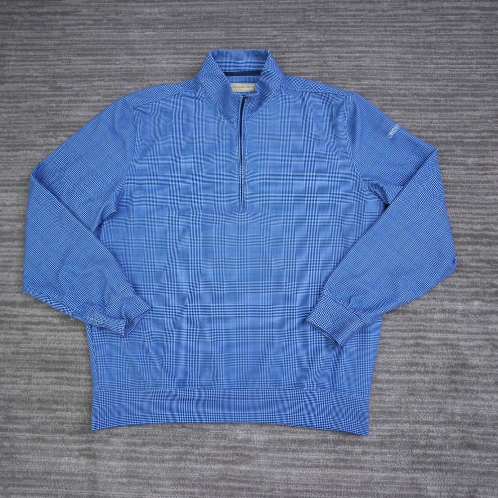 Donald Ross Sportswear Mens Blue Micro Check Quarter Zip Pullover Crosswater M